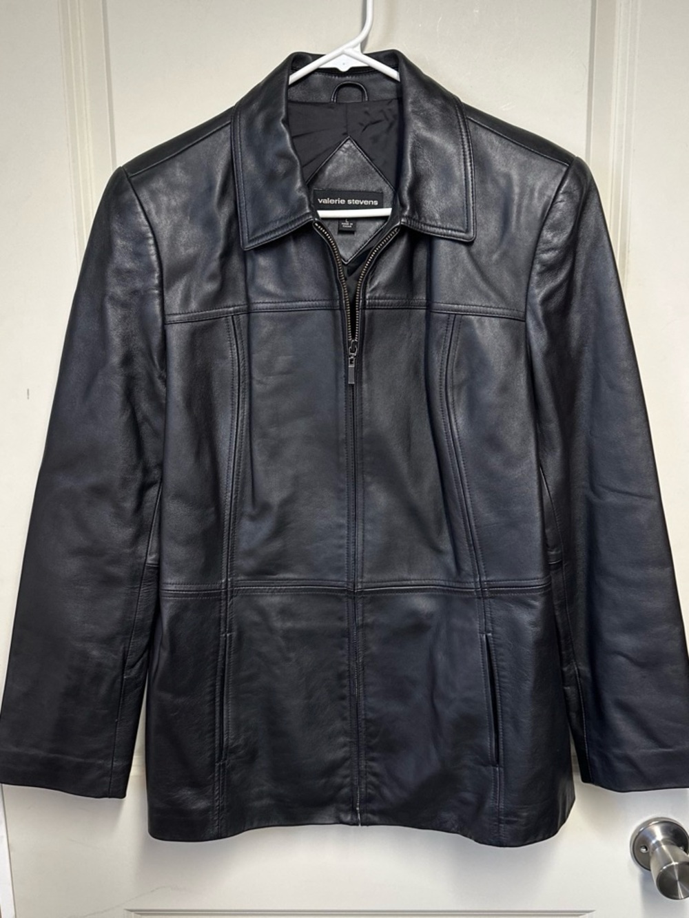 Valerie Stevens Black Leather Shirt Jacket size L